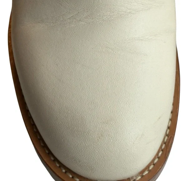 J. Crew Leather Boot Frye Style Size 7.5 ivory stacked heel - Picture 4 of 16